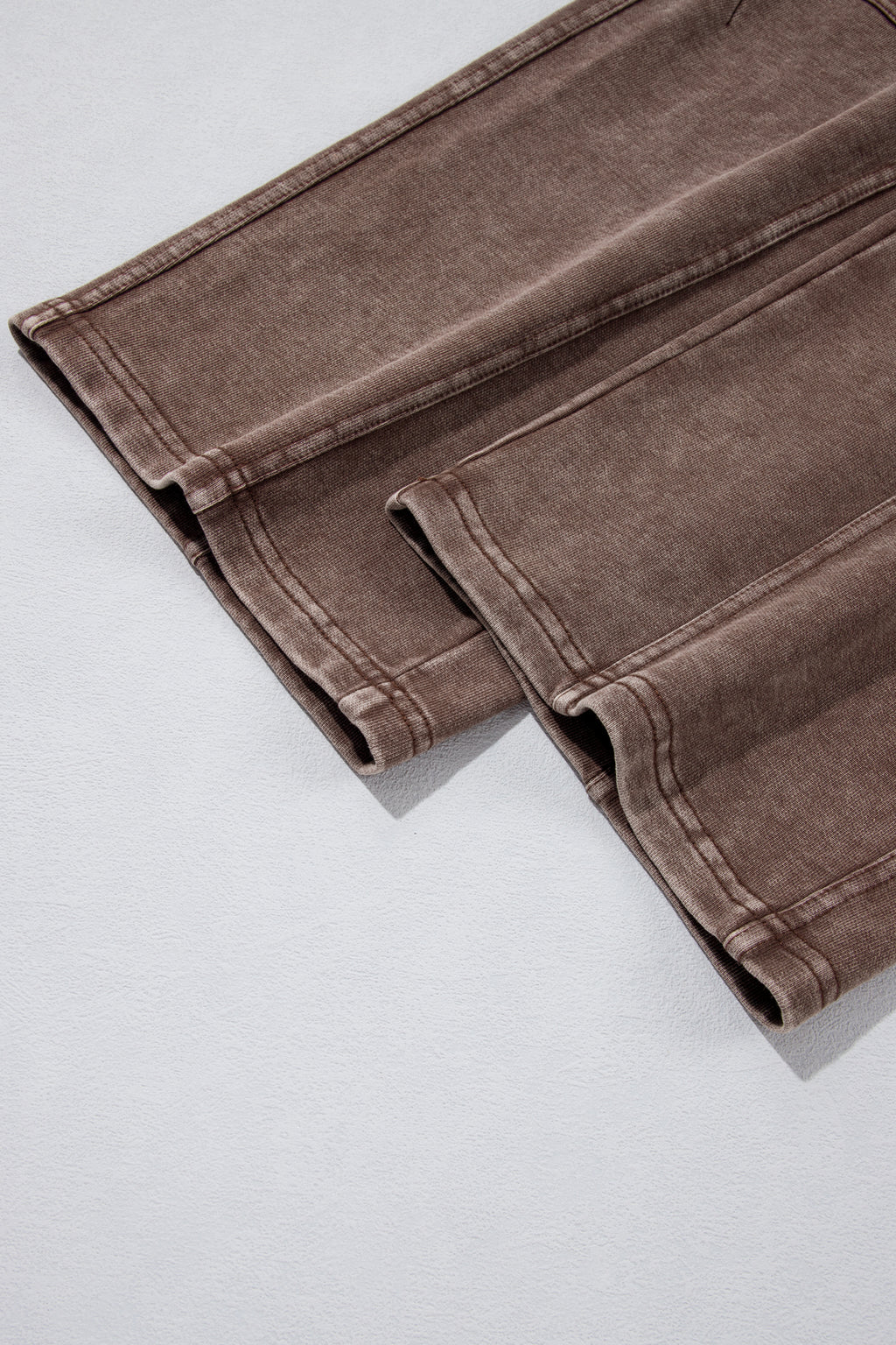 Carbon Grey Mineral Wash Seam Detail Elastic Waist Barrel Pants