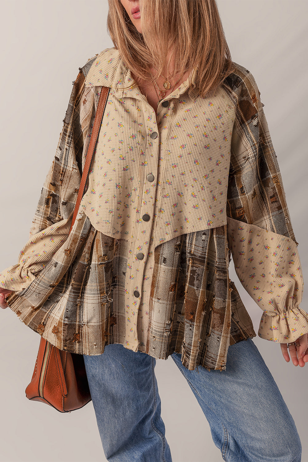 Ashleigh Blue Boho Floral Plaid Shacket