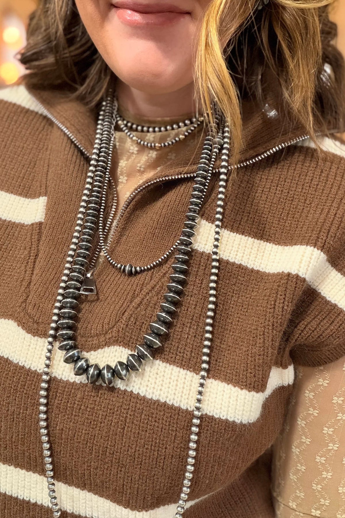 Brown Stripe Sweater T-shirt