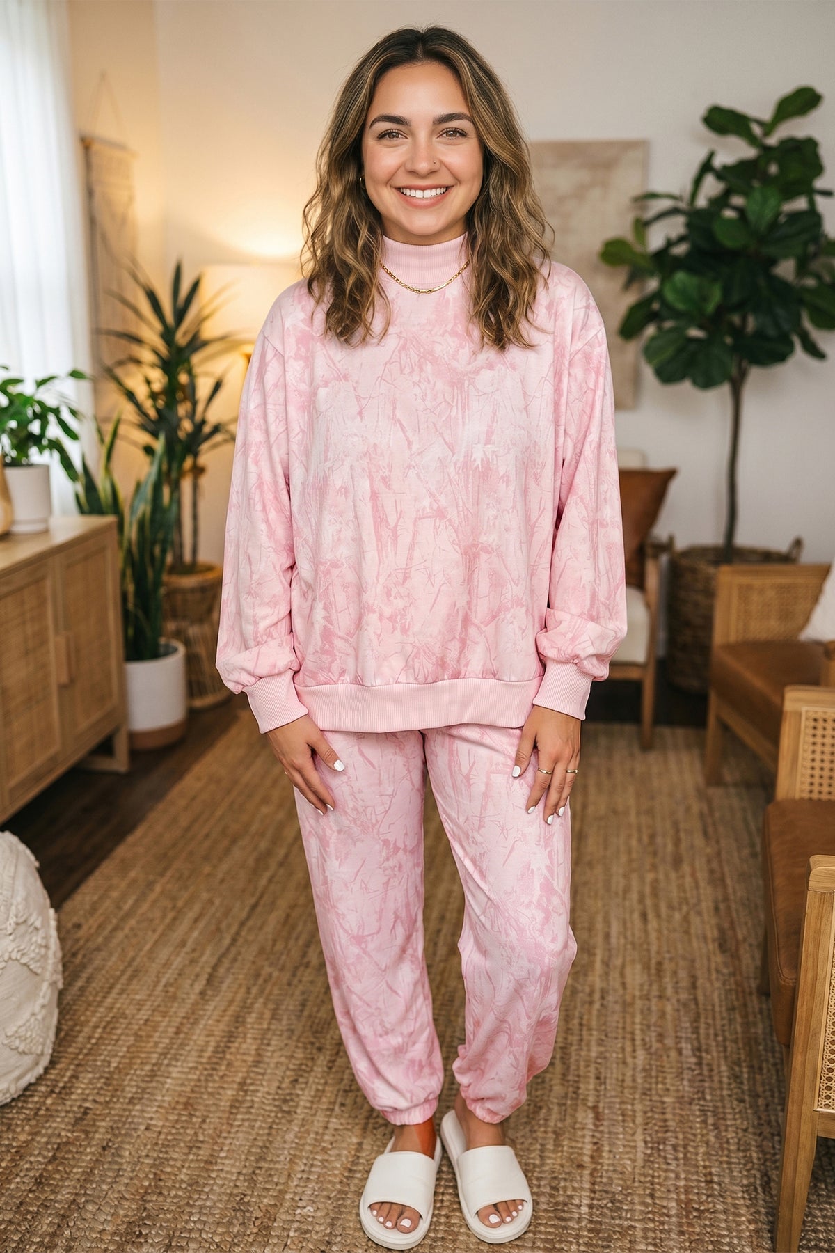 Pink Camouflage Plus Size Set