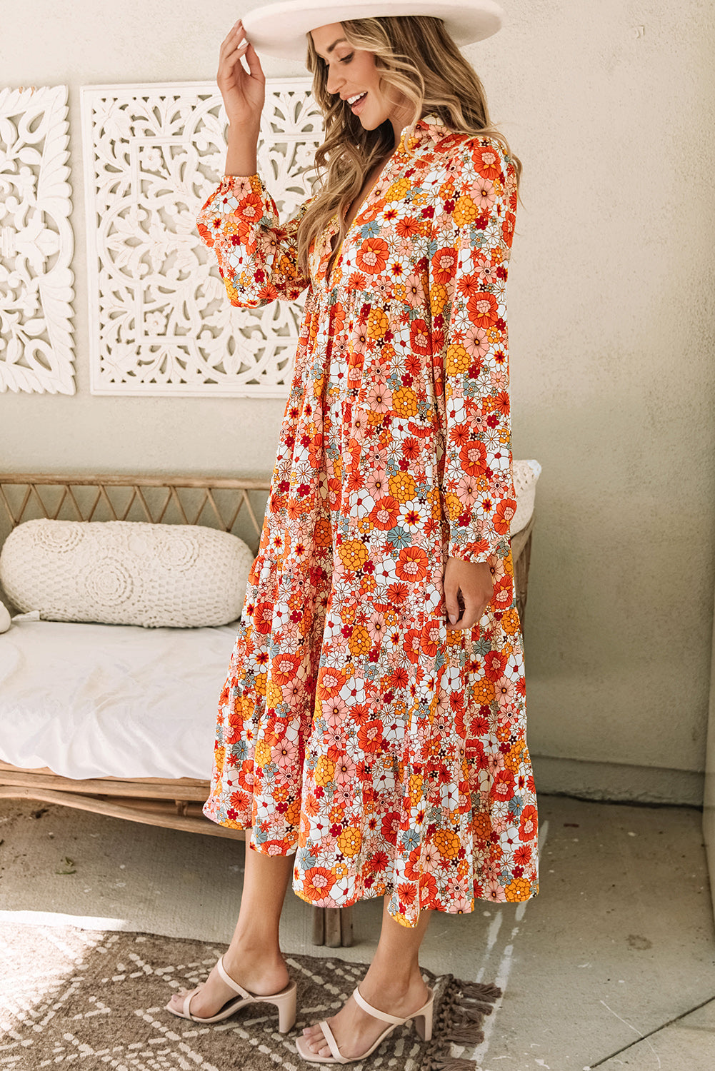 Multicolor Boho Ruffled Dress