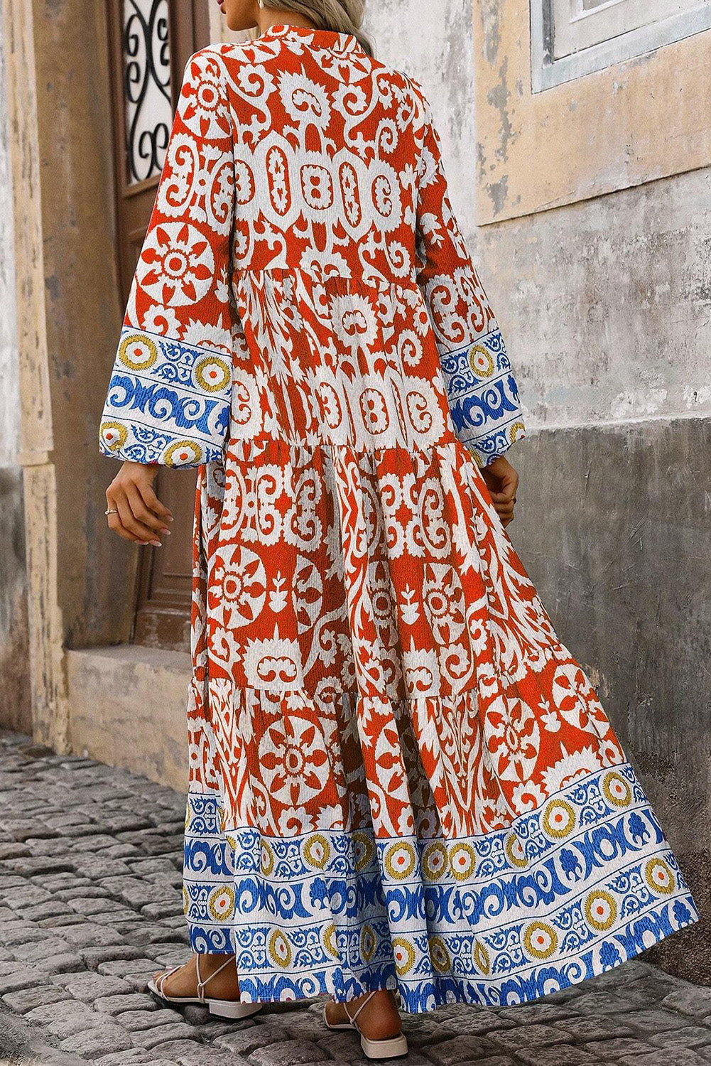 Orange Long Sleeve Maxi Dress