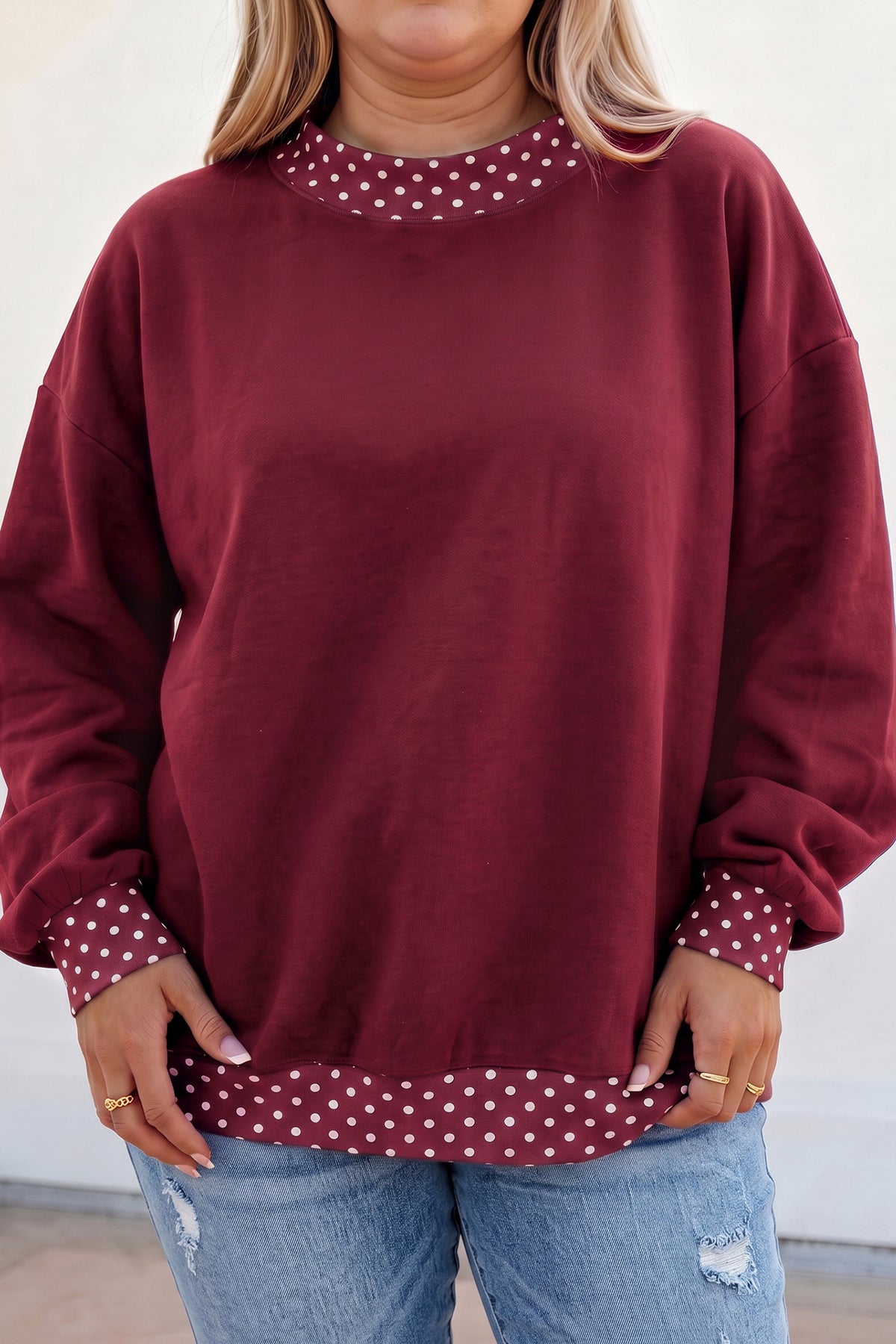 Purple Polka Dot Plus Size Sweatshirt