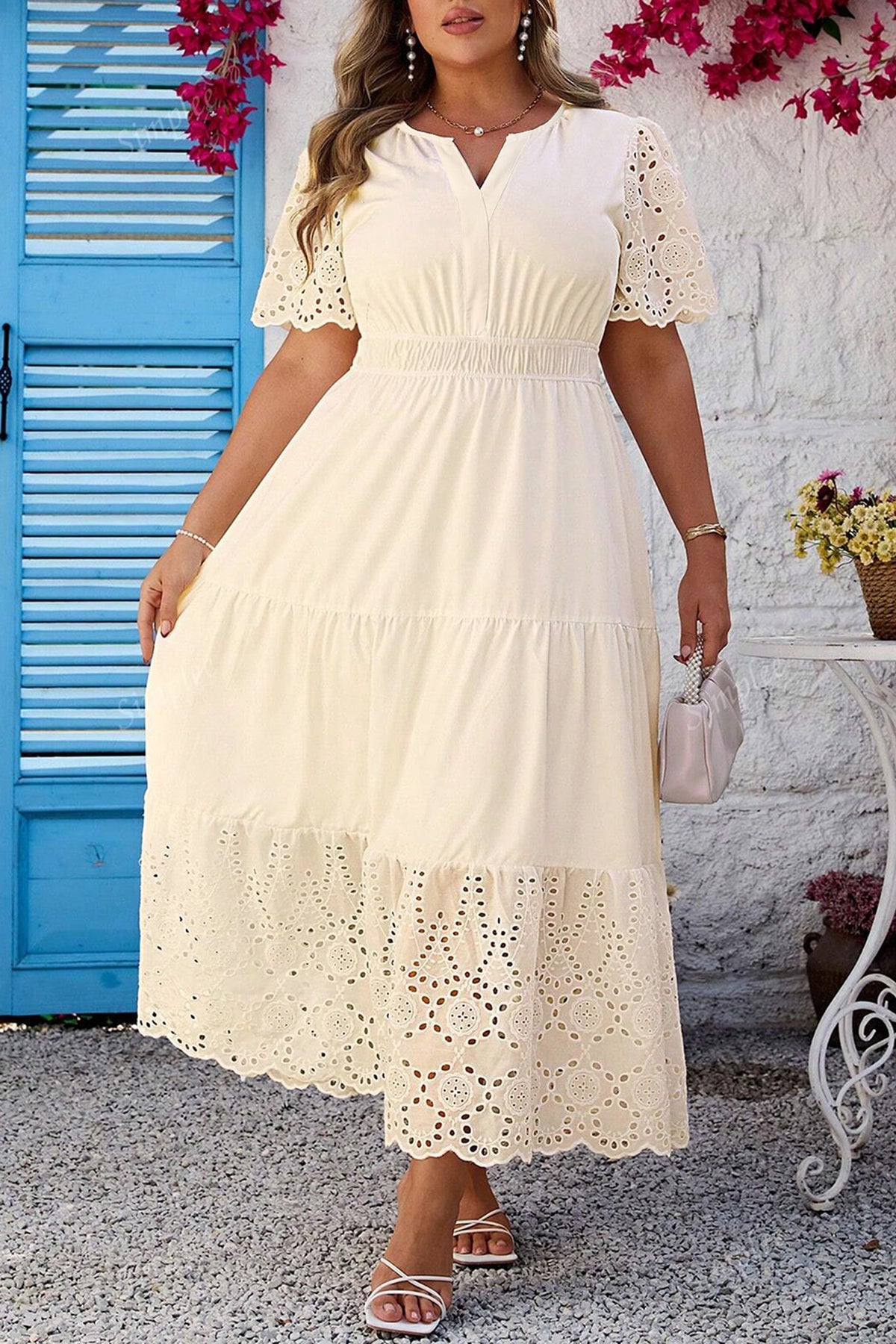 Apricot Plus Size Short Sleeve Maxi Dress