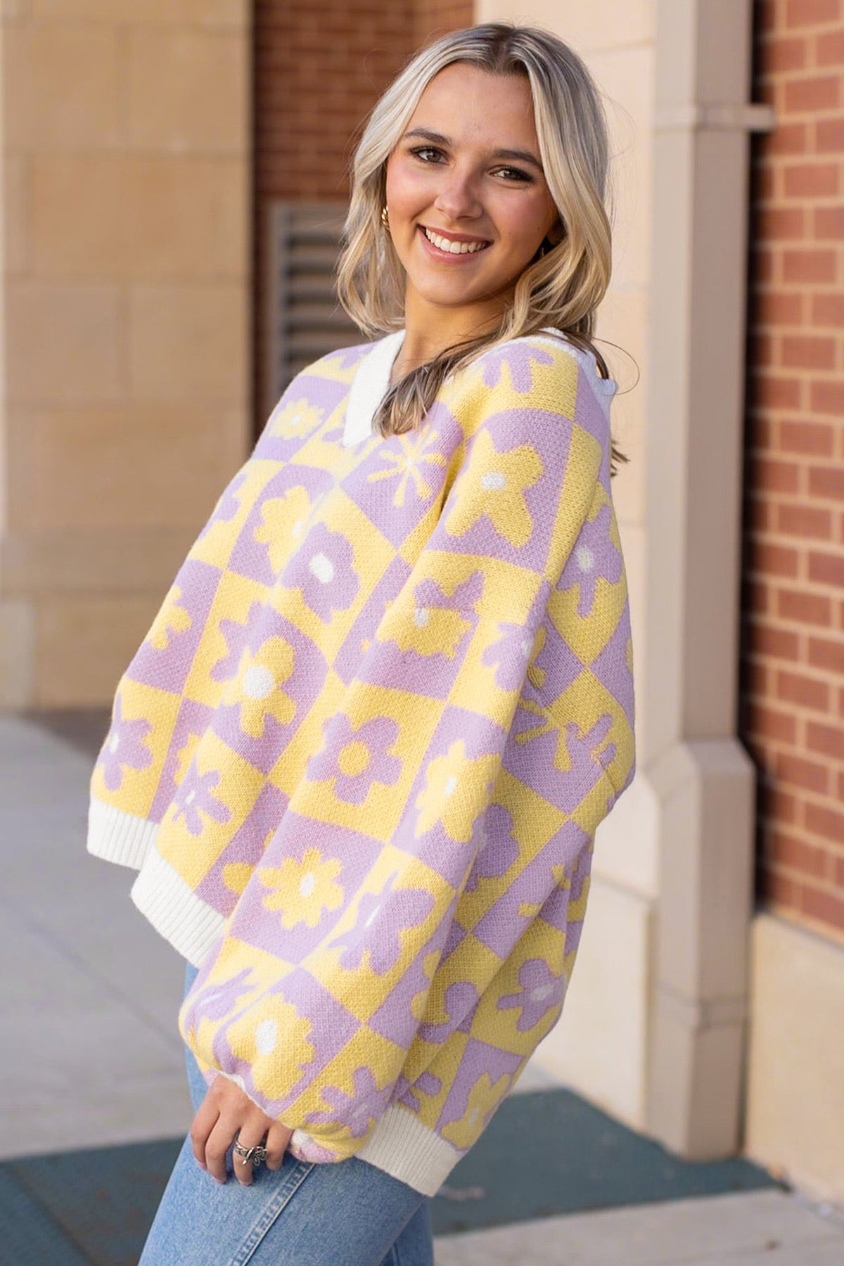 Multicolour Long Sleeve Plus Size Sweater