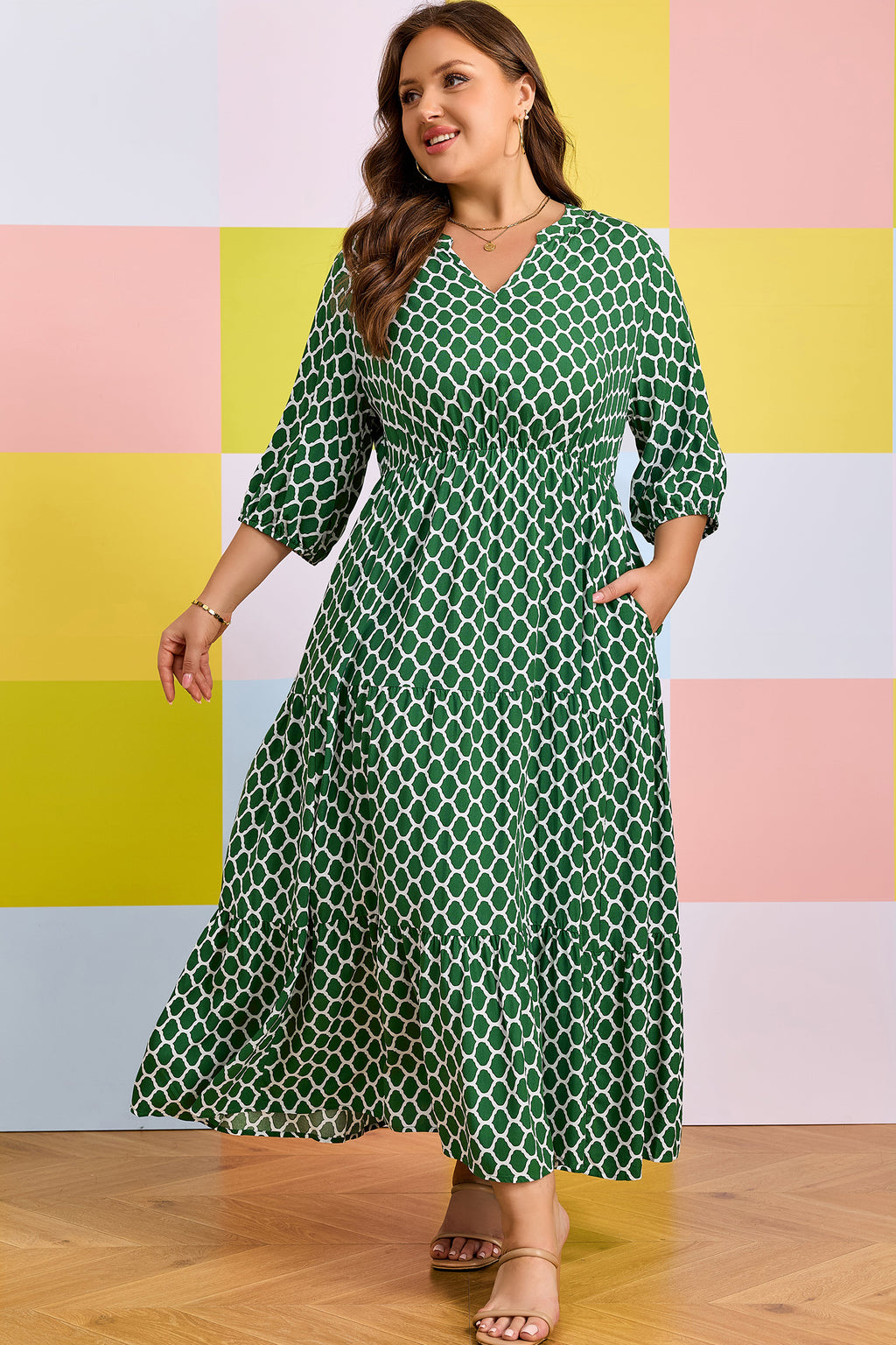 Green Plus Size Casual Dress