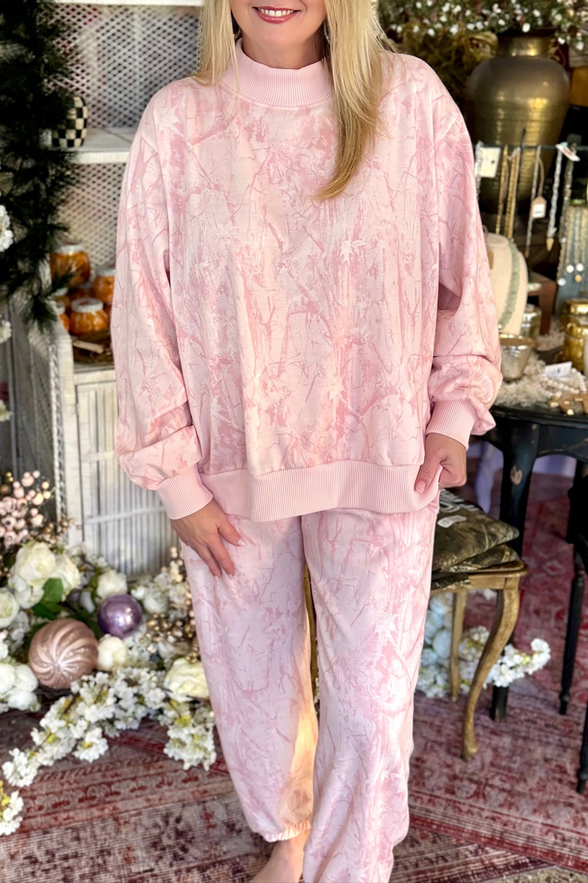 Pink Camouflage Plus Size Set