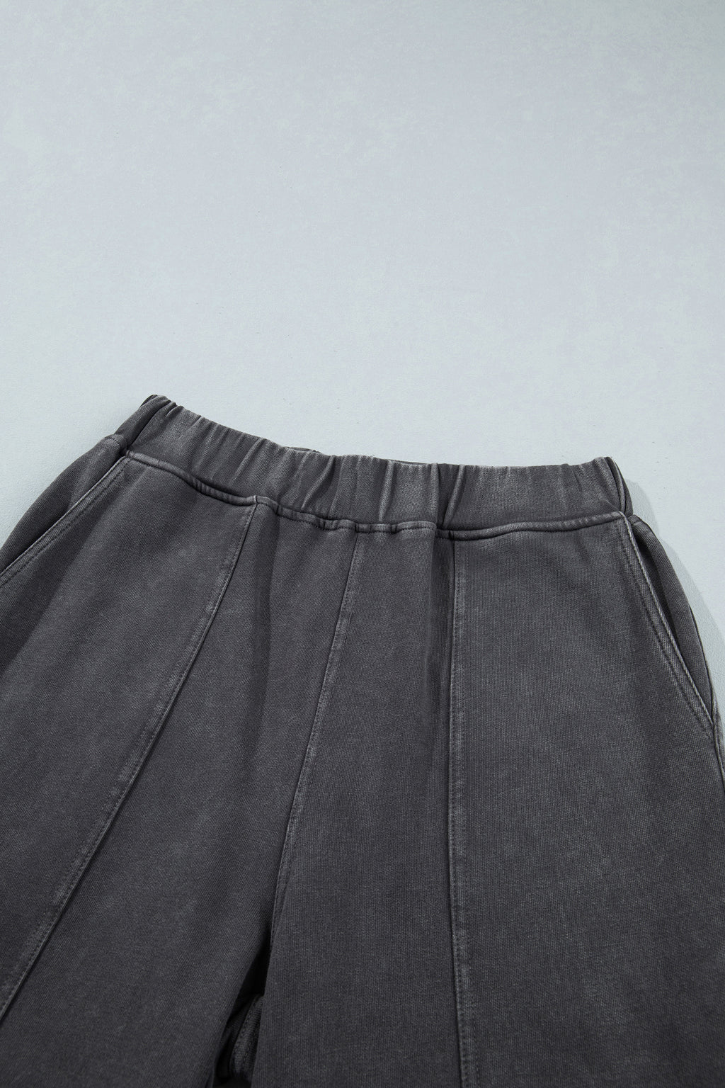 Carbon Grey Mineral Wash Seam Detail Elastic Waist Barrel Pants