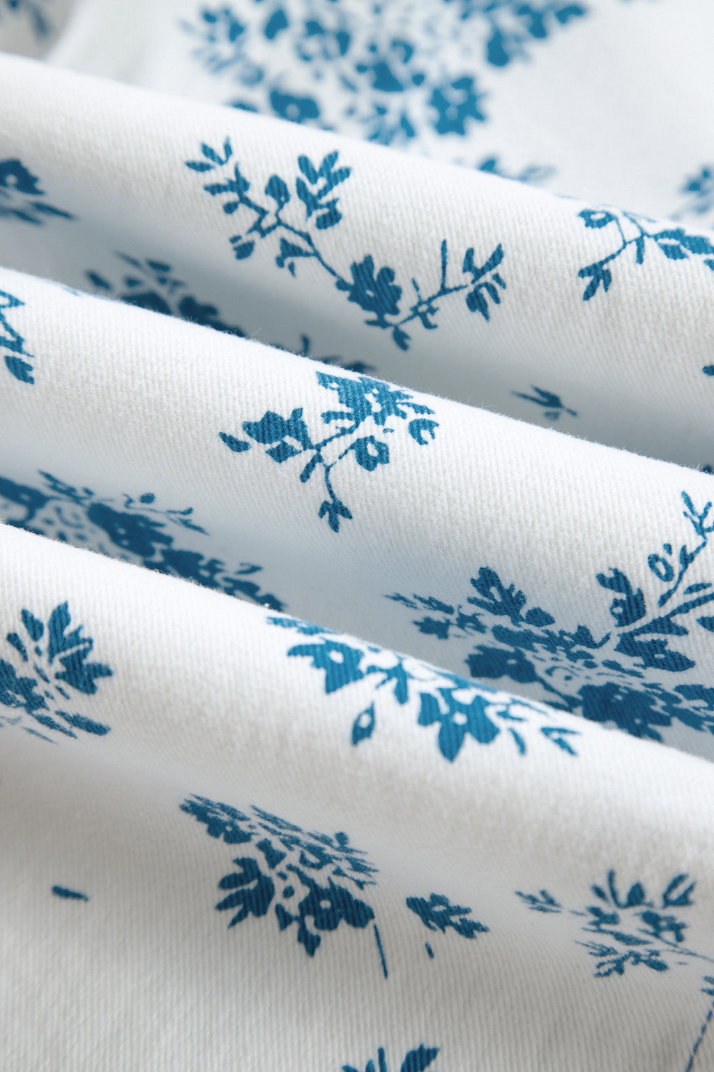 Sky Blue Floral Print Straight Leg Jeans