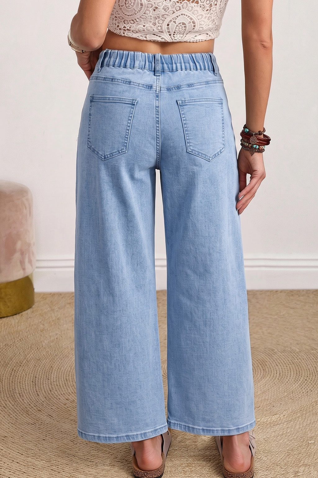 Coffee Solid Color Barrel Jeans