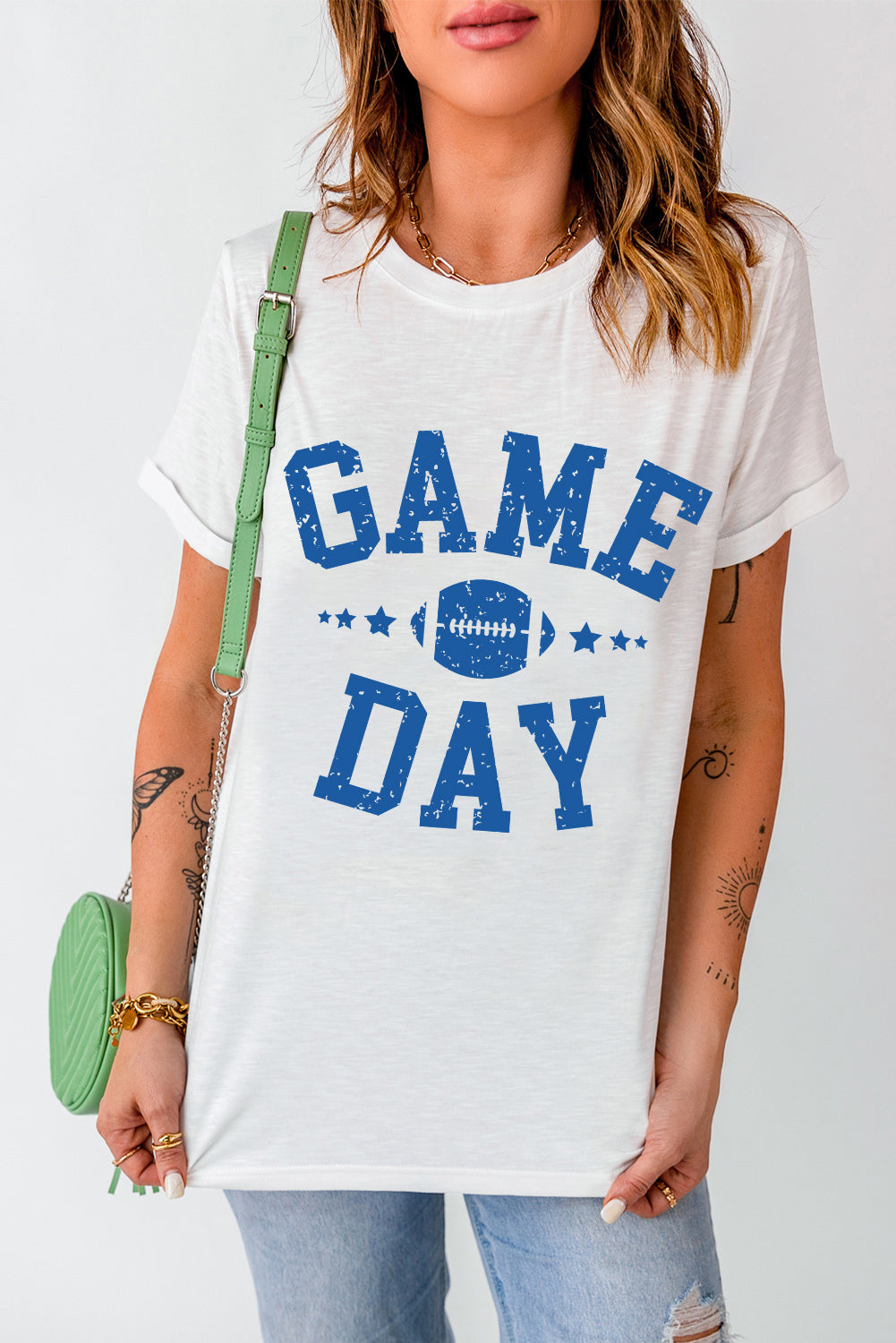 White Game Day Football Tee
