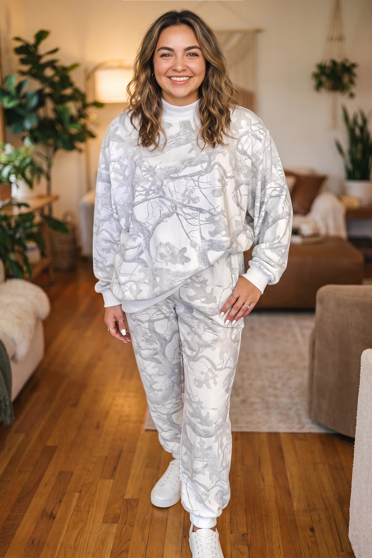 Pink Camouflage Plus Size Set