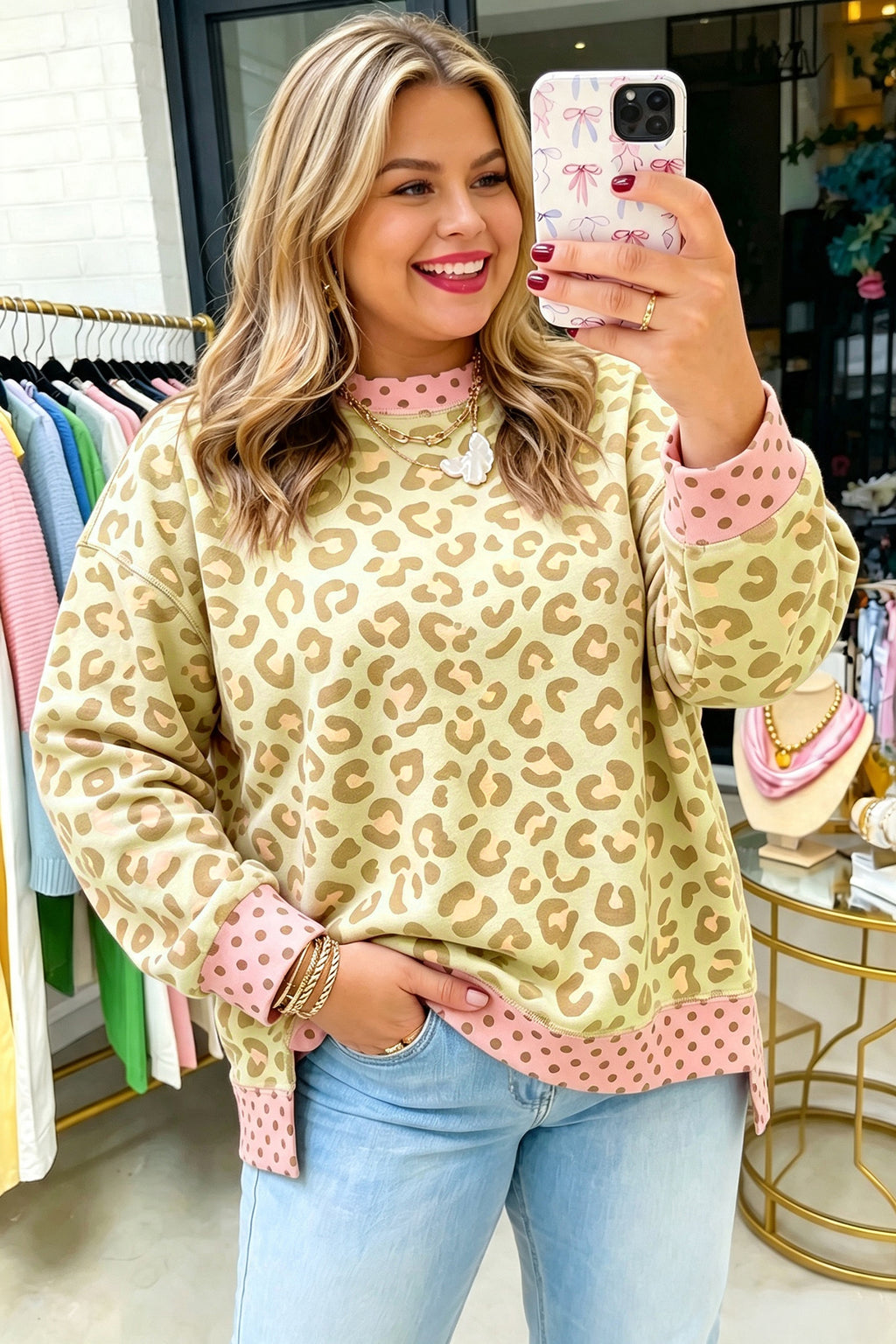Brown Plus Size Leopard Print Top