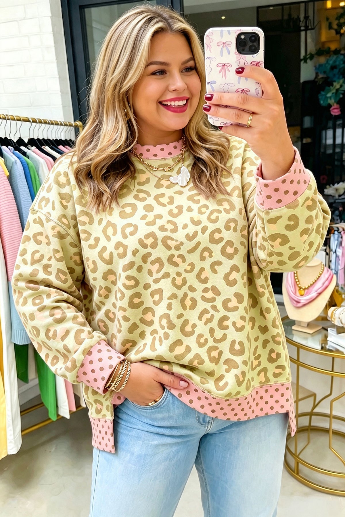 Brown Plus Size Leopard Print Top