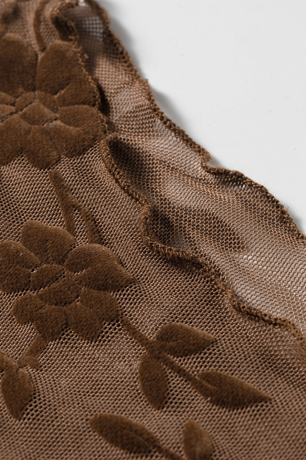 Apricot Floral Mesh Long Sleeve Top