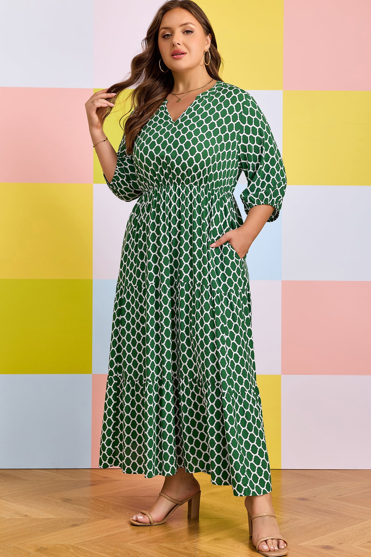 Green Plus Size Casual Dress