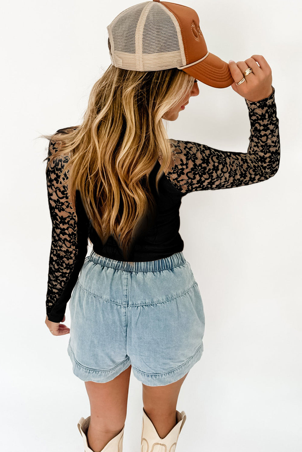 Beige Floral Lace Slim Top