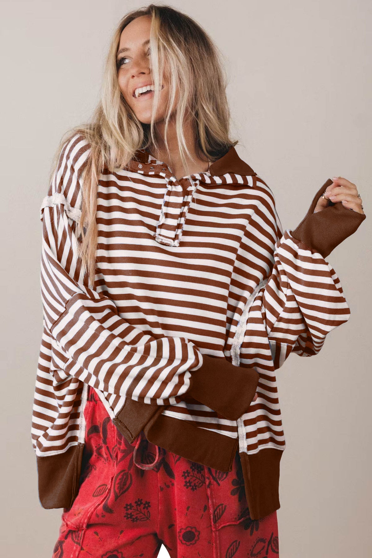 Blue Stripe Pullover Sweatshirt