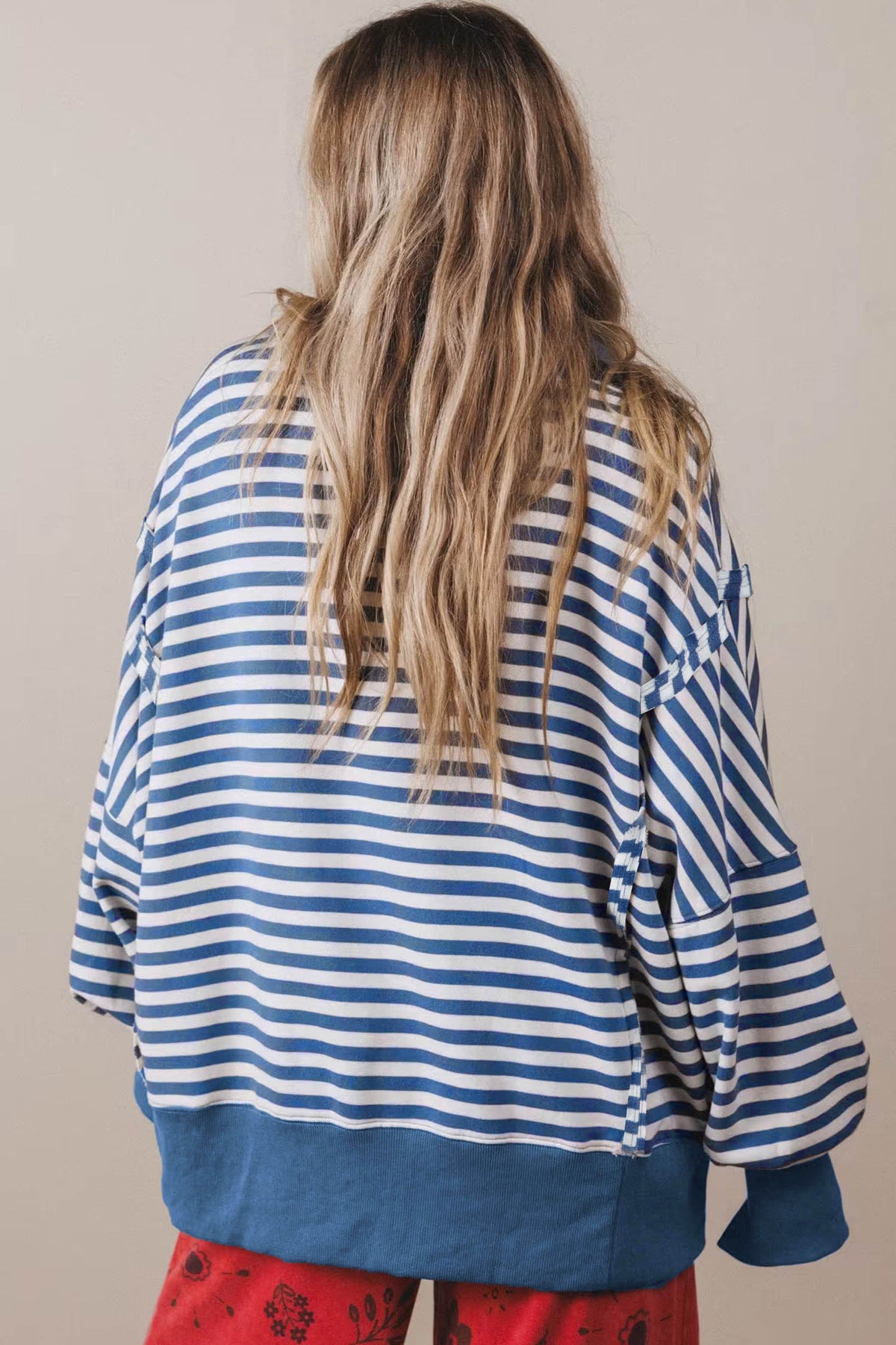 Blue Stripe Pullover Sweatshirt