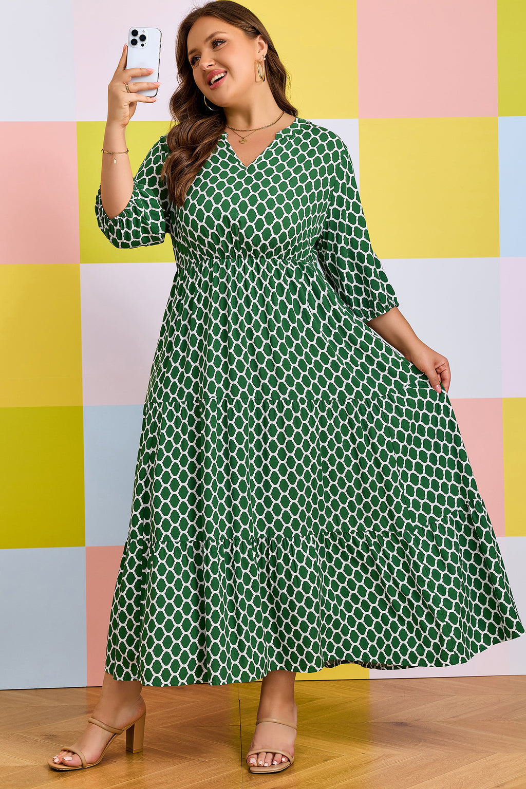 Green Plus Size Casual Dress