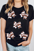 Black Football Bow Game Day Tee