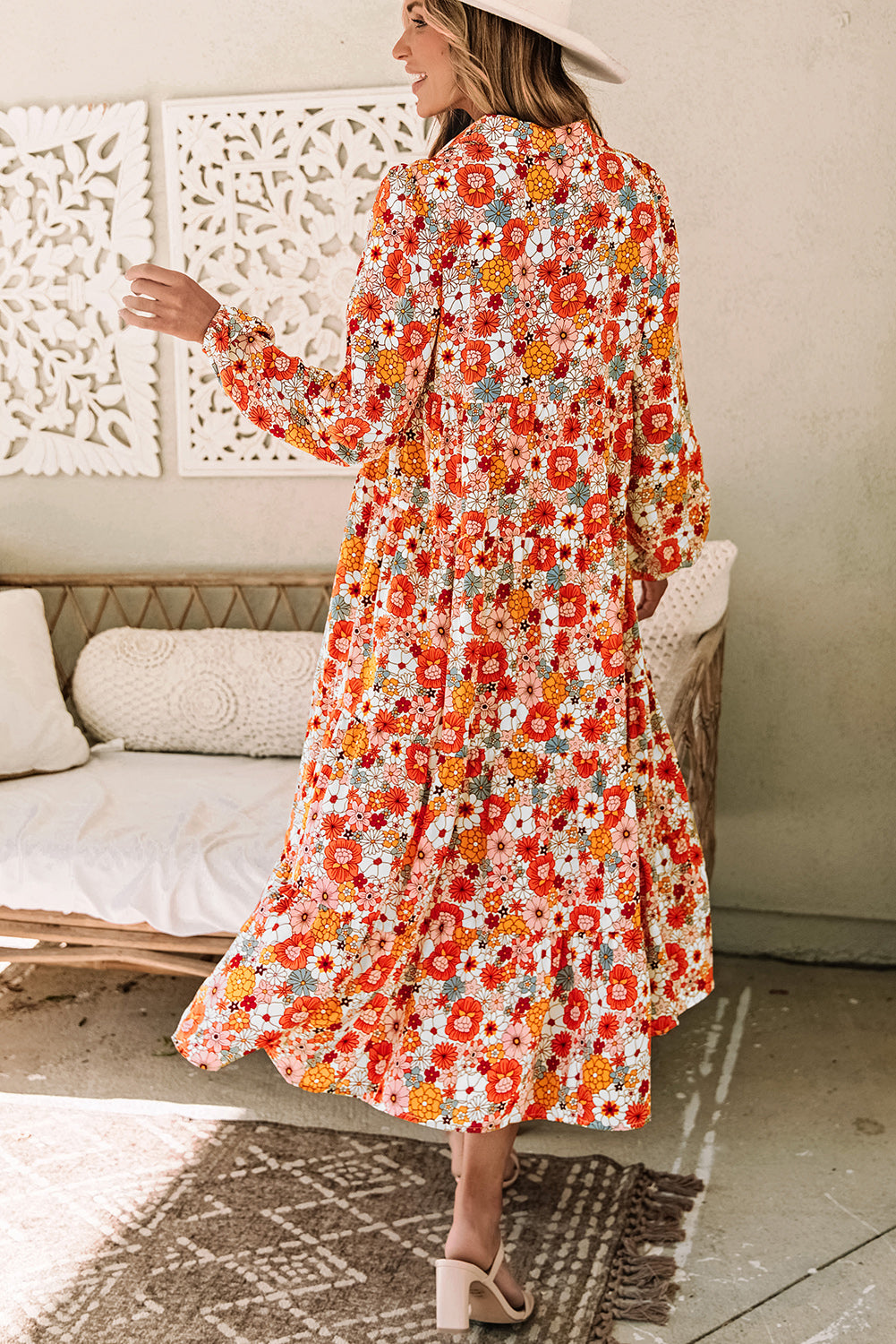 Multicolor Boho Ruffled Dress