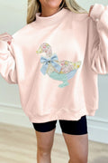 Apricot Pink Bow Knot Sweatshirt