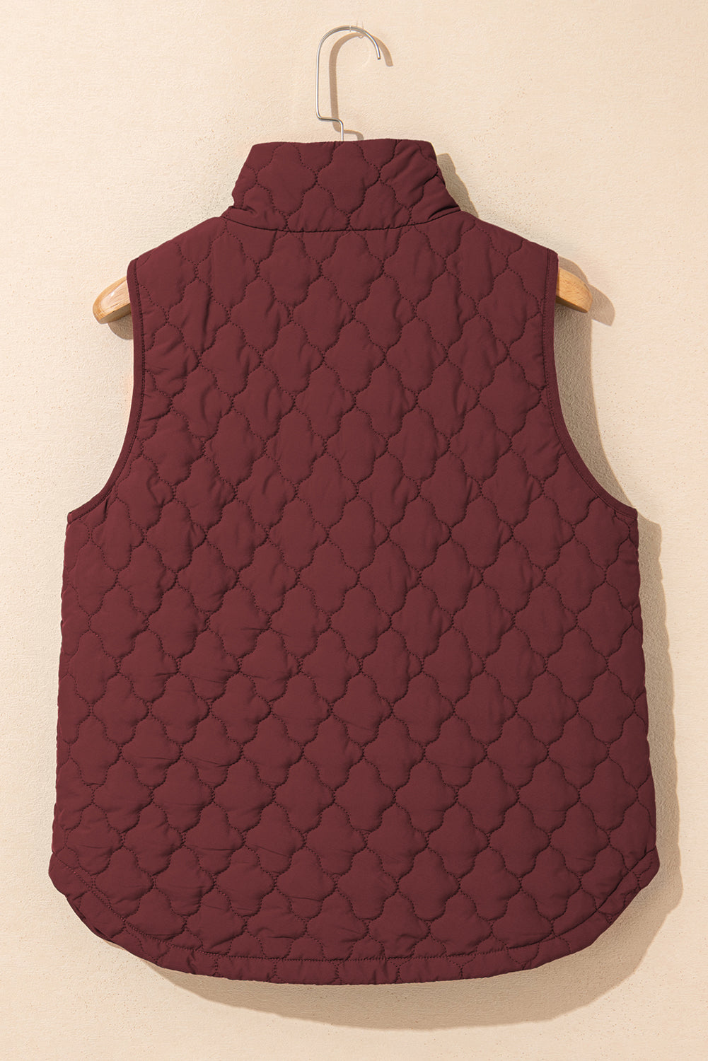 Wild Ginger Flower Shape Quilted Snap Button Zip Up Winter Vest