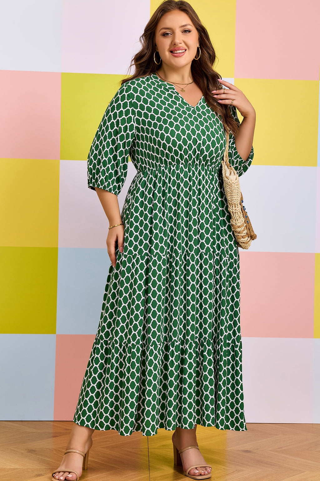 Green Plus Size Casual Dress