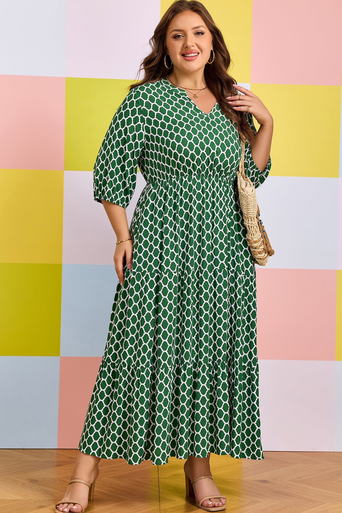 Green Plus Size Casual Dress