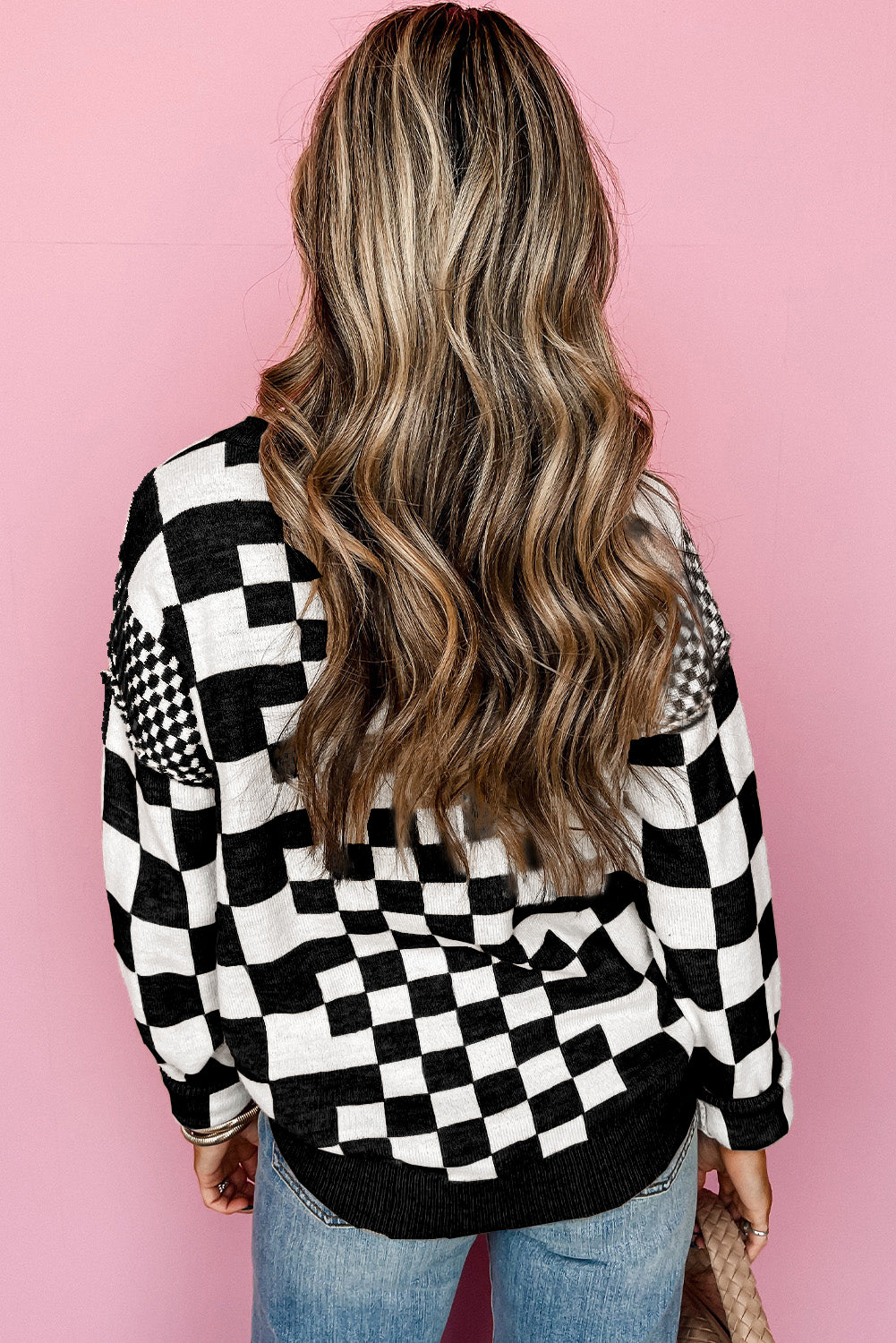 Khaki Checkered Print Sweater