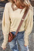Beige Thermal Knit Long Sleeve Top