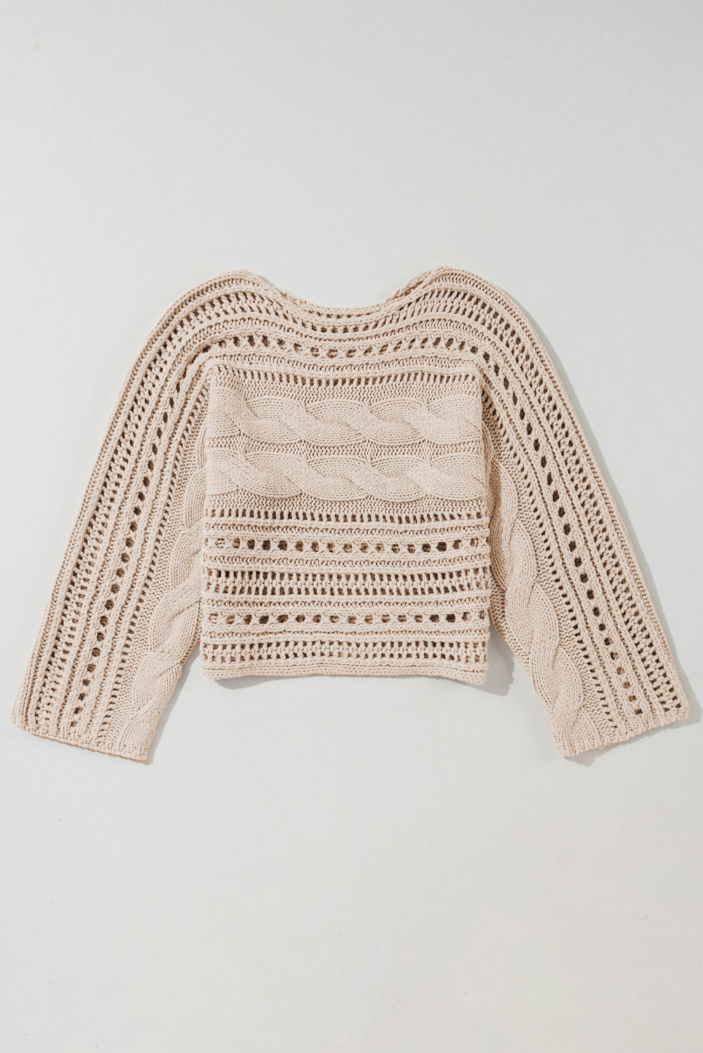 Smoke Gray Cable Knit Crop Sweater