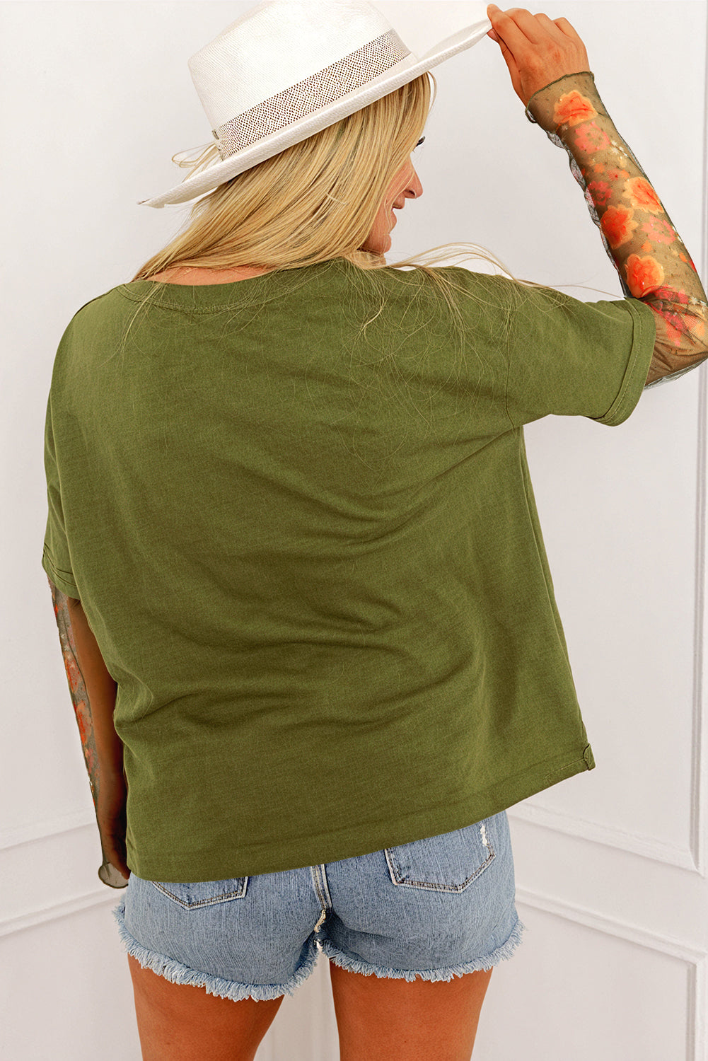 Fern Green Floral Layered Tee