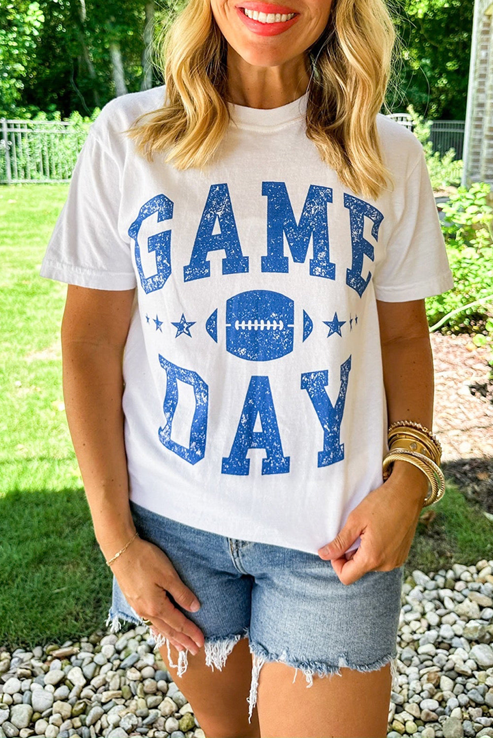 White Game Day Football Tee