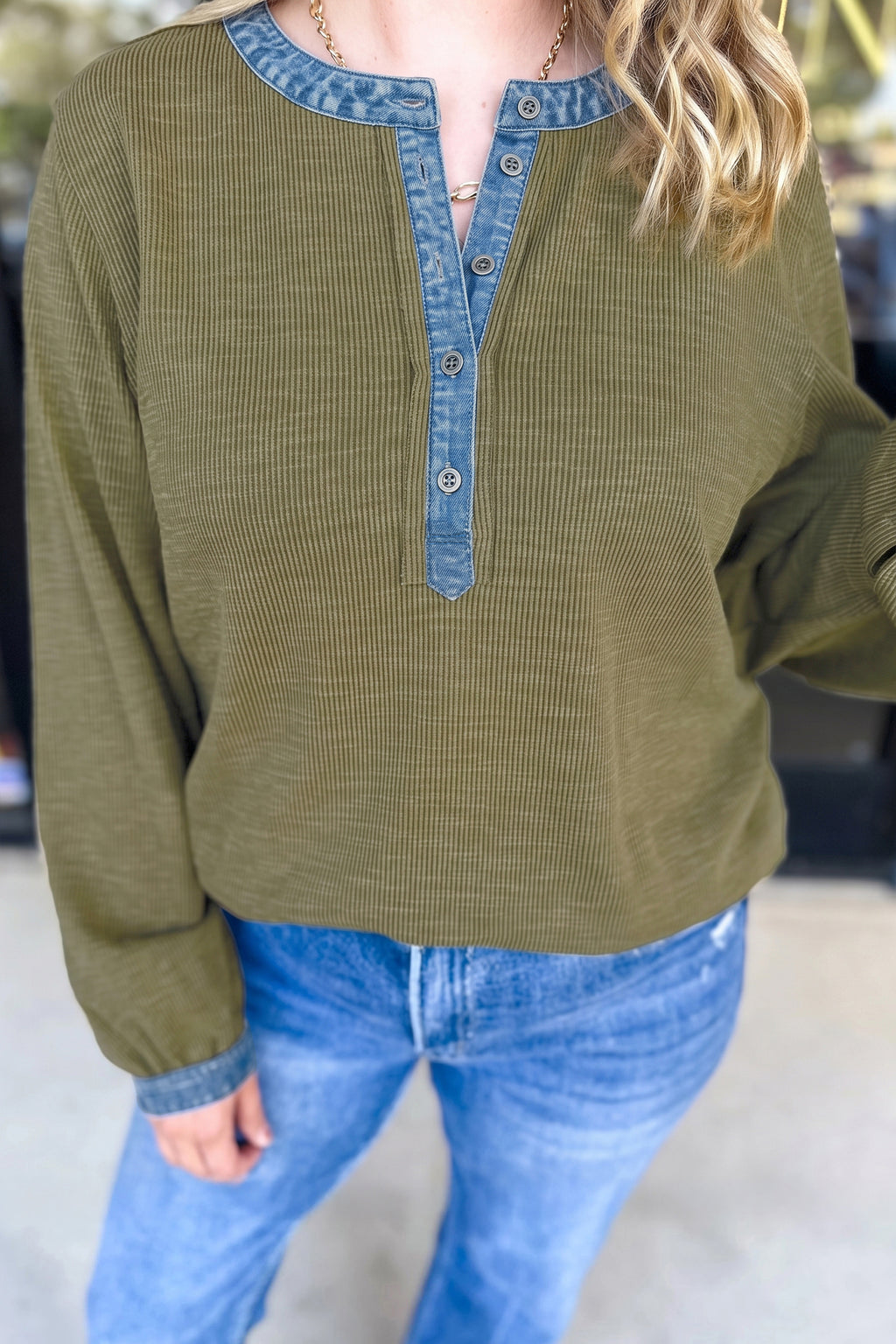Green Long Sleeve Oversized Plus Size Blouse