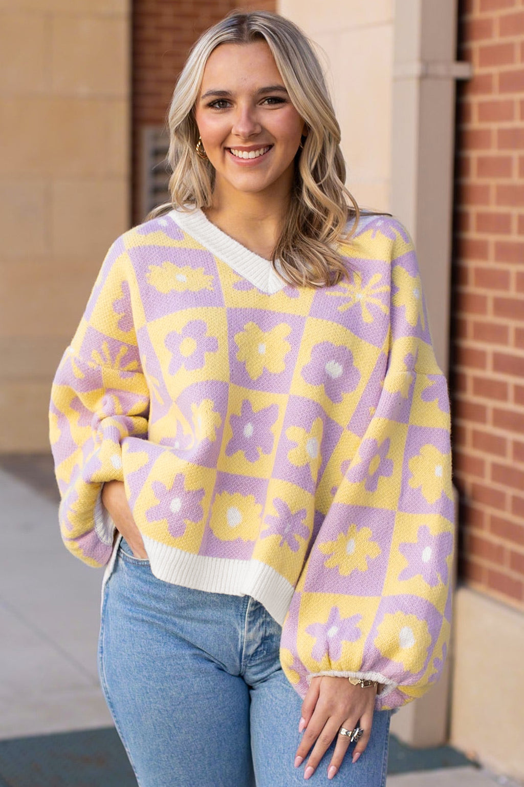 Multicolour Long Sleeve Plus Size Sweater