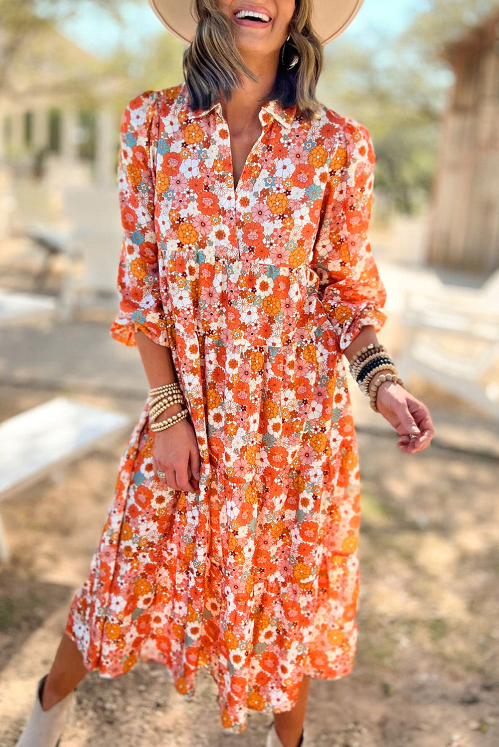 Multicolor Boho Ruffled Dress