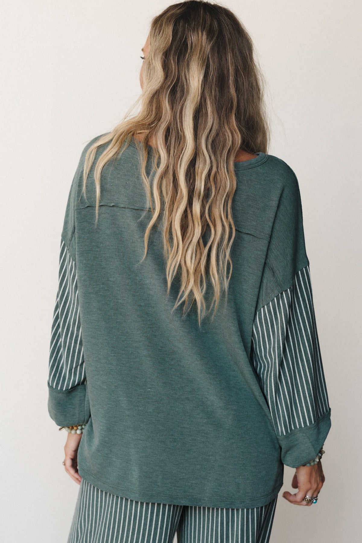 Fushia Raw Seam Long Sleeve Top Pocket Pants Set