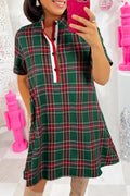 Green Plaid Shift Dress