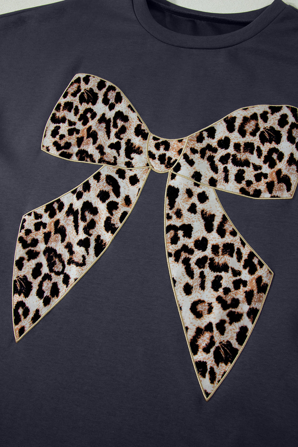 Dark Grey Leopard Bow T Shirt Long Dress