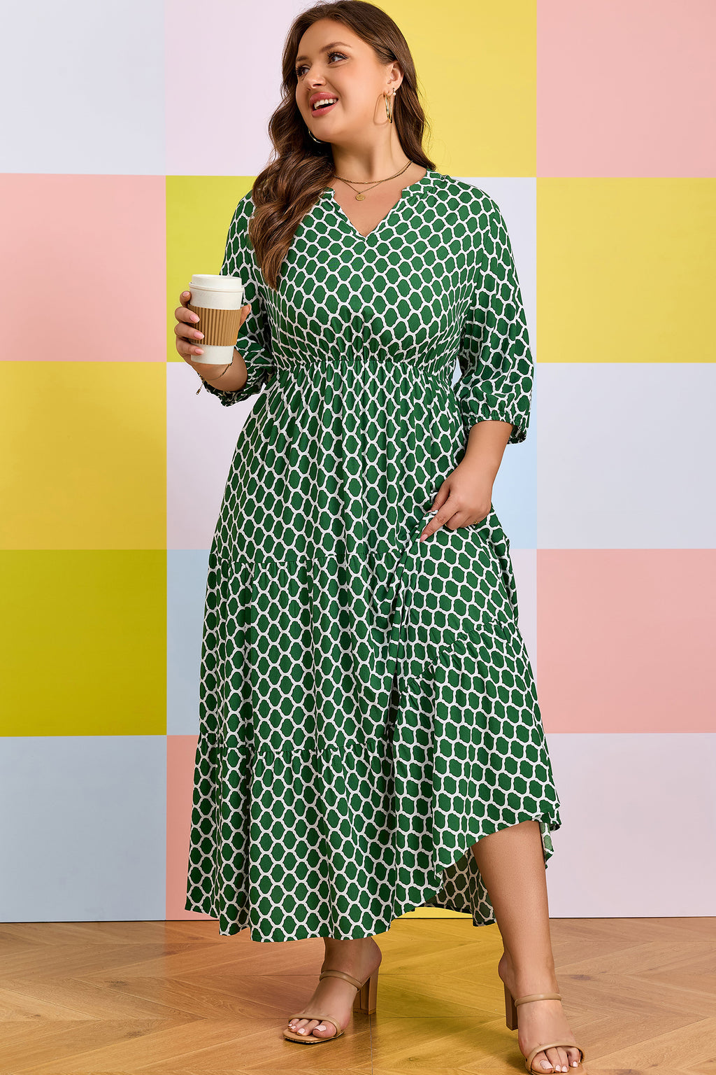 Green Plus Size Casual Dress