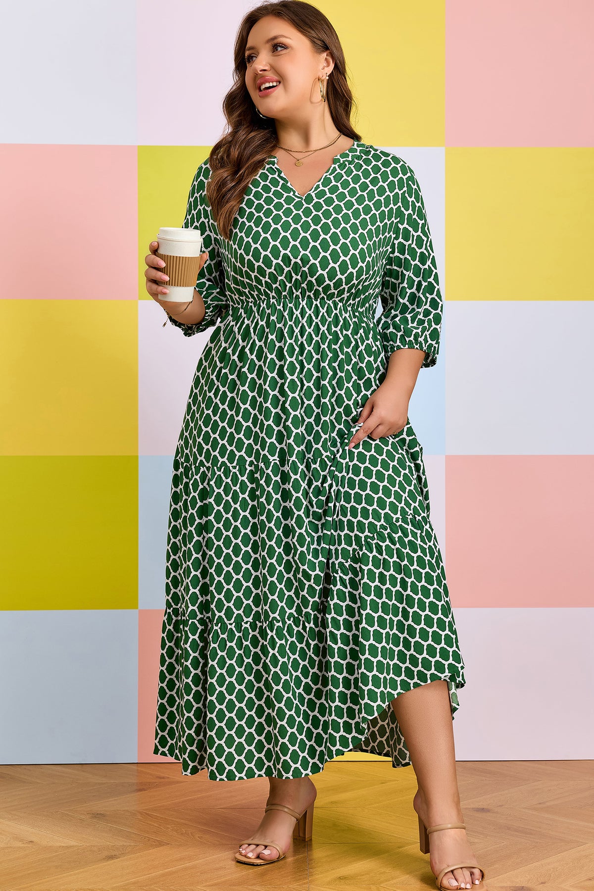 Green Plus Size Casual Dress
