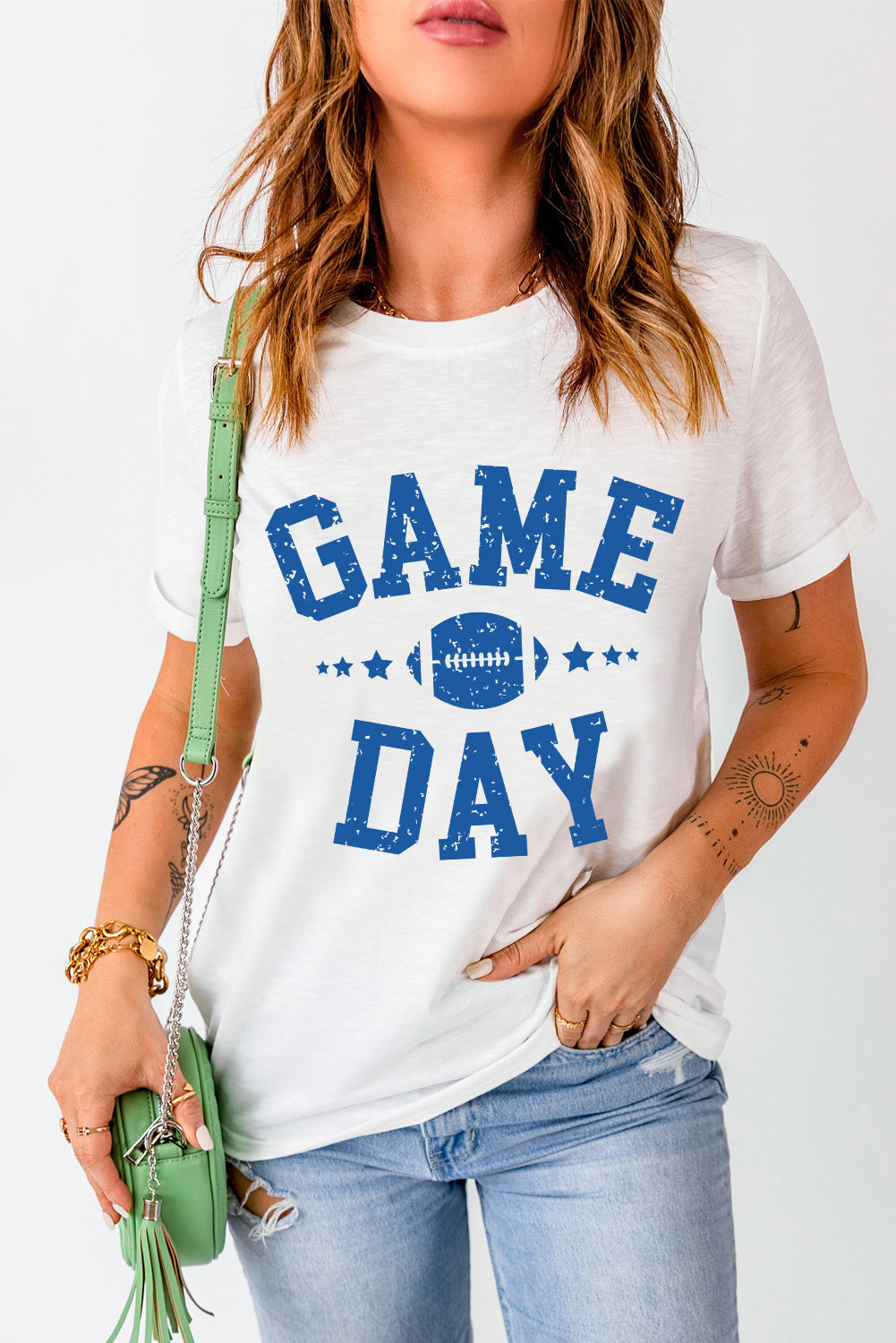 White Game Day Football Tee