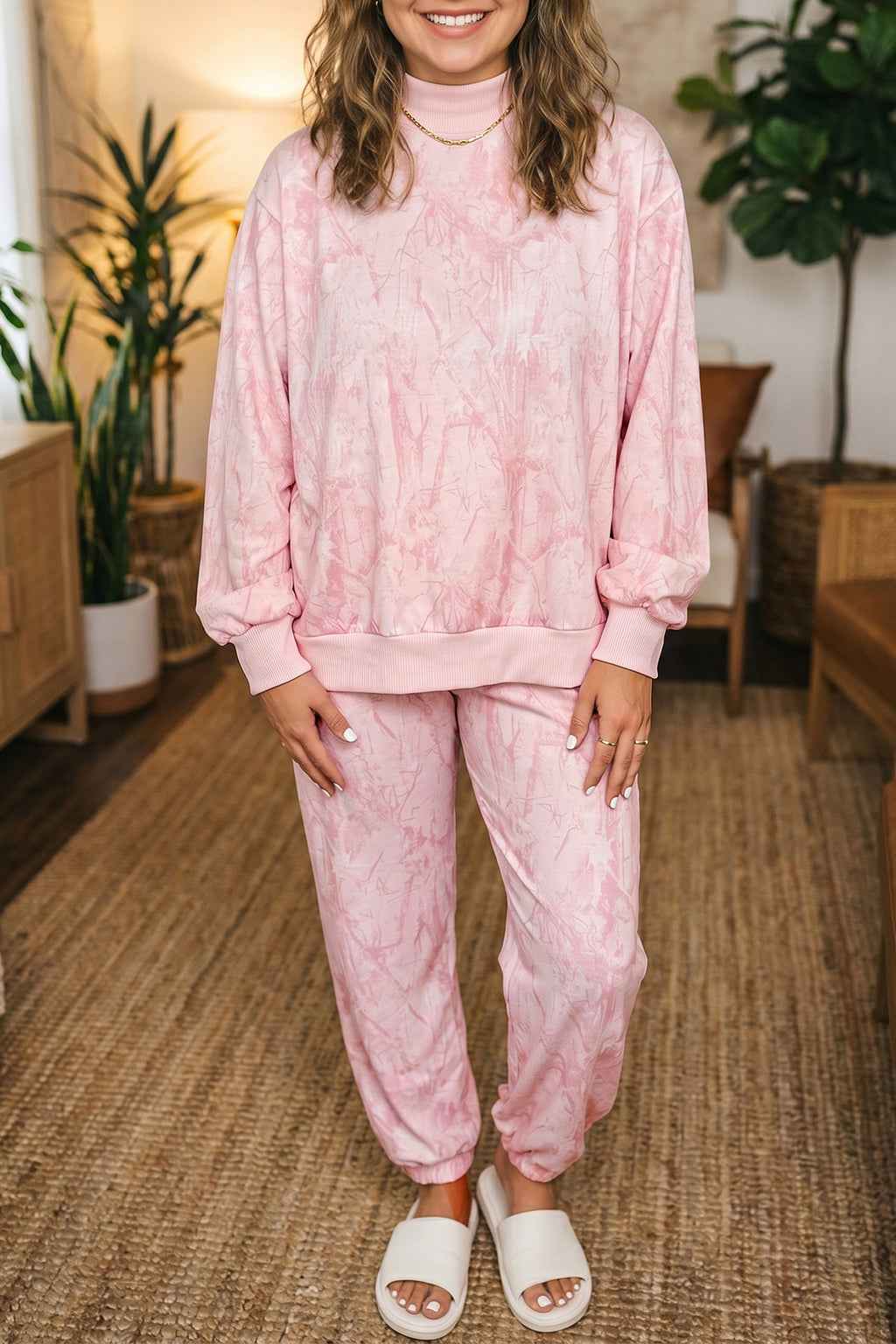 Pink Camouflage Plus Size Set
