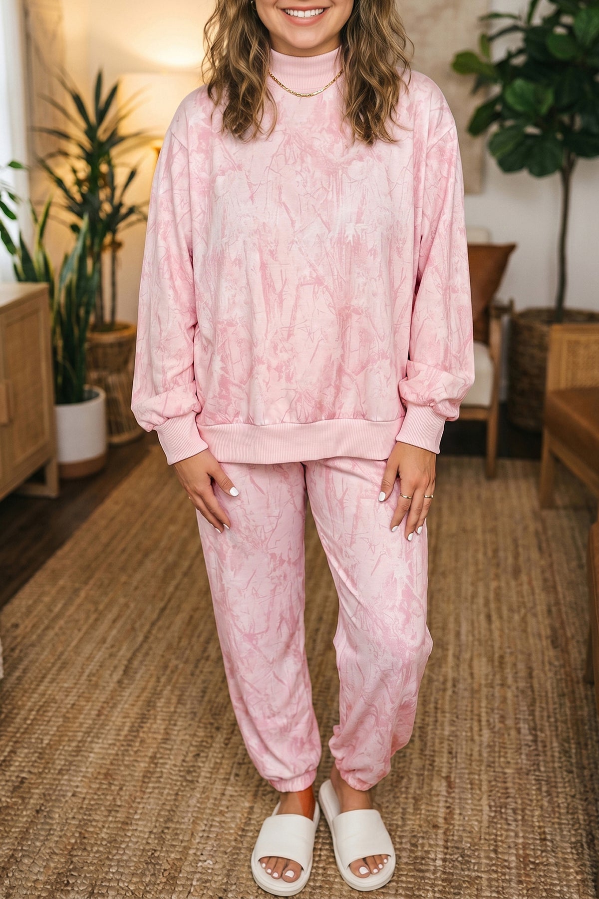 Pink Camouflage Plus Size Set