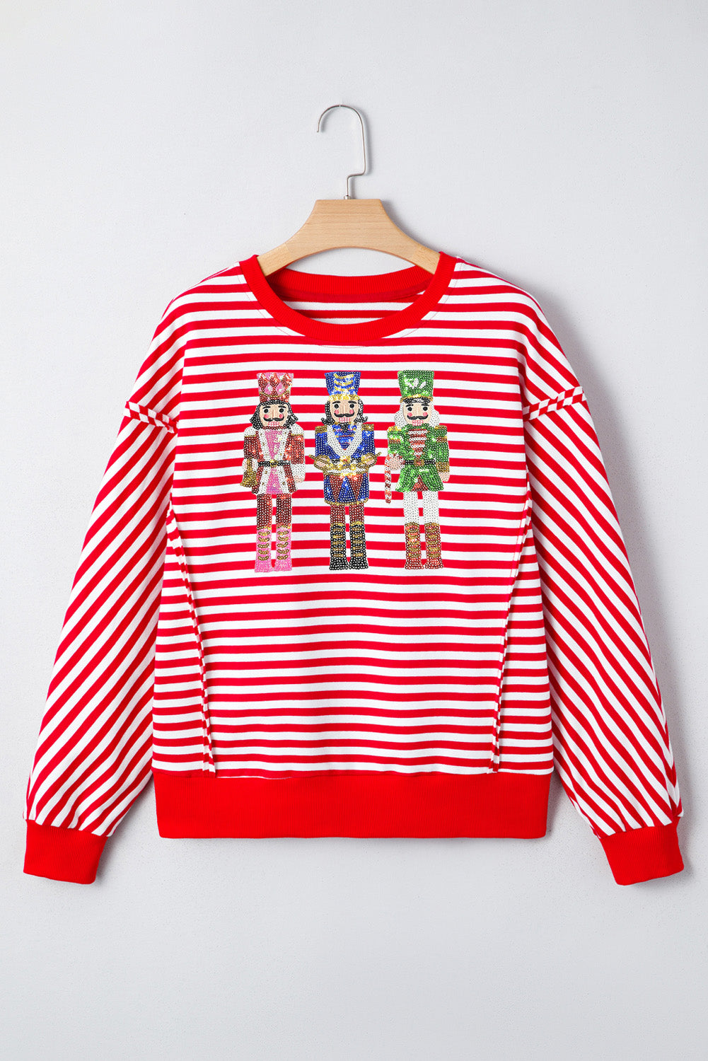 Red Stripe Christmas Nutcracker Sequin Top