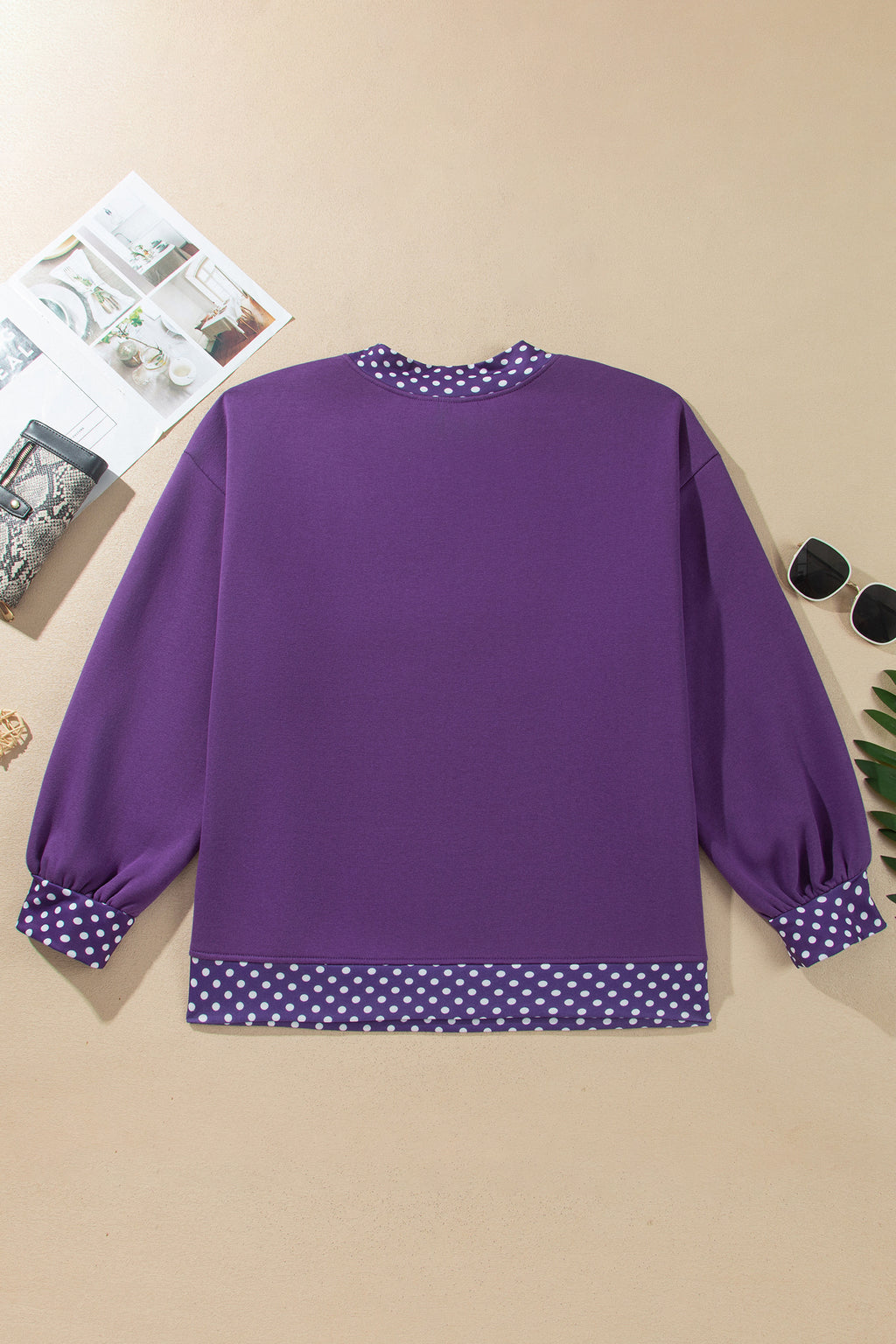 Purple Polka Dot Plus Size Sweatshirt