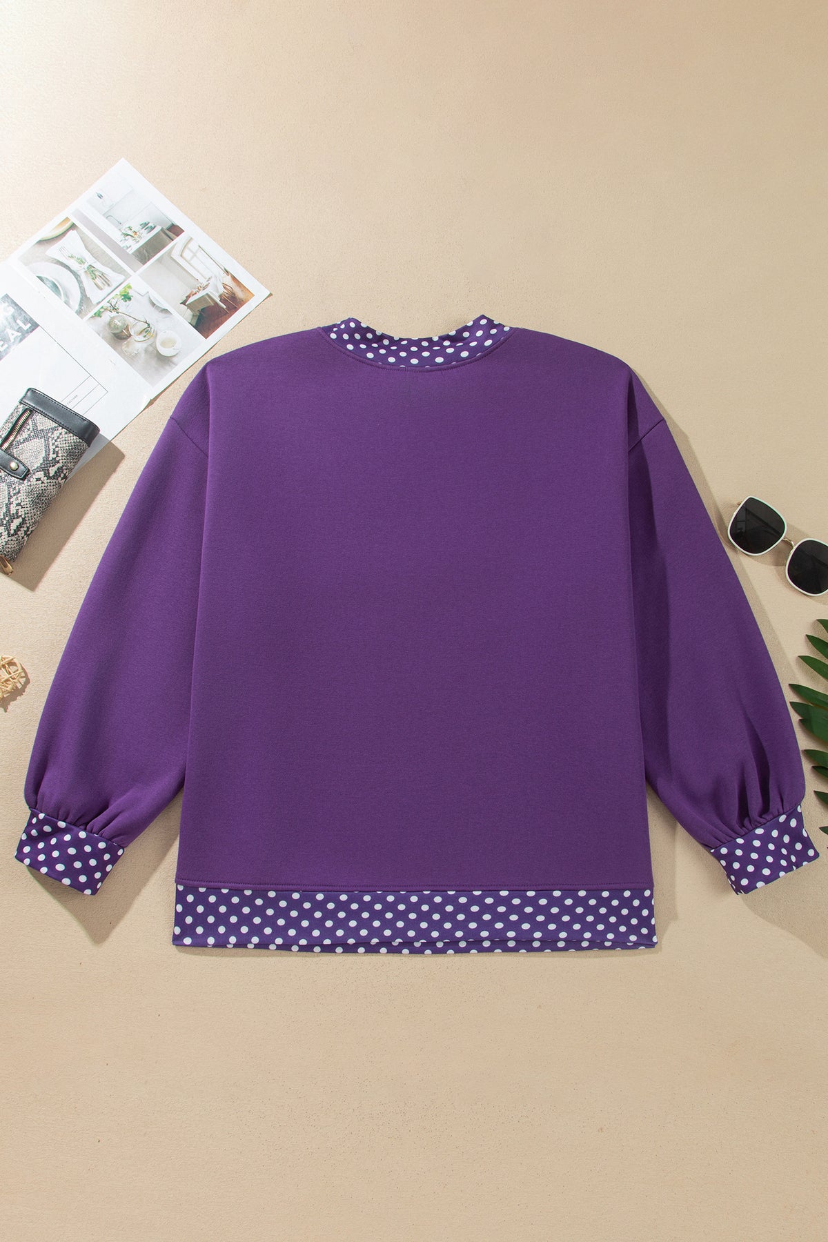Purple Polka Dot Plus Size Sweatshirt