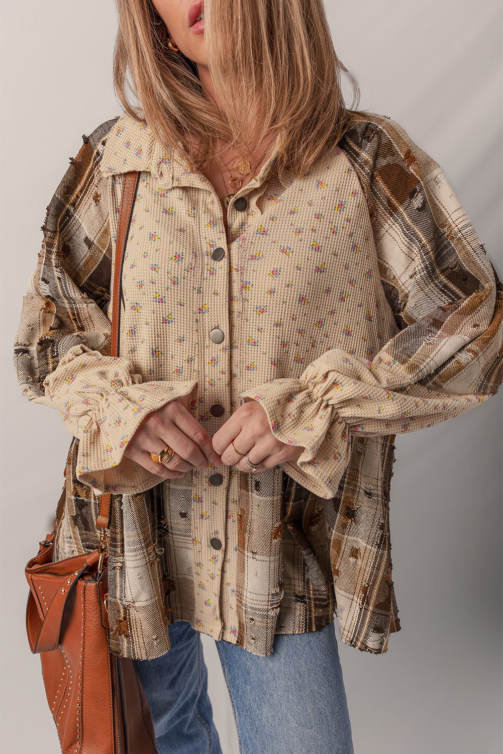 Ashleigh Blue Boho Floral Plaid Shacket